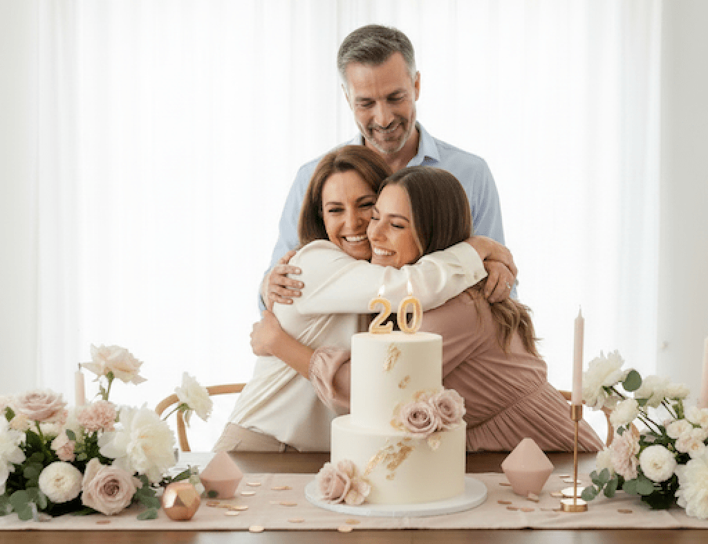 Mother and father celebrating their daughter on her birthday with personalized and unique gift from I Got You A Gift