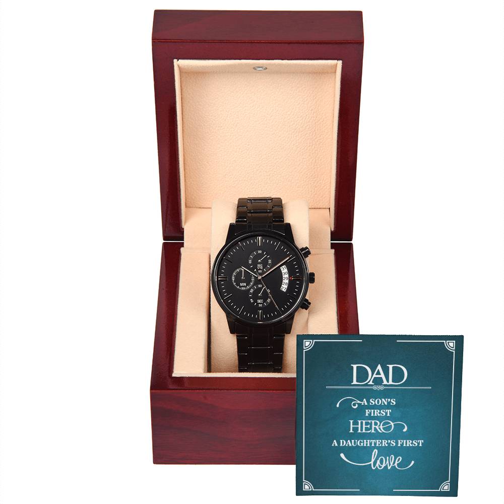 A Son's First Hero - Black Chronograph Watch - I Got You A Gift