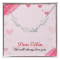 Personalized name necklace for mom featuring 2 or 3 custom engraved names, designed as a meaningful and emotional gift from children. This elegant family jewelry piece symbolizes love, connection, and lifelong bonds. Perfect as a thoughtful Mother’s Day gift, birthday present, or special keepsake, this custom necklace transforms personal names into a timeless reminder of family, making it a cherished accessory she can wear every day.