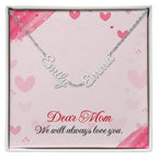 Personalized name necklace for mom featuring 2 or 3 custom engraved names, designed as a meaningful and emotional gift from children. This elegant family jewelry piece symbolizes love, connection, and lifelong bonds. Perfect as a thoughtful Mother’s Day gift, birthday present, or special keepsake, this custom necklace transforms personal names into a timeless reminder of family, making it a cherished accessory she can wear every day.