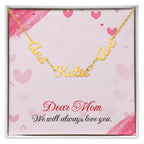 Personalized name necklace for mom featuring 2 or 3 custom engraved names, designed as a meaningful and emotional gift from children. This elegant family jewelry piece symbolizes love, connection, and lifelong bonds. Perfect as a thoughtful Mother’s Day gift, birthday present, or special keepsake, this custom necklace transforms personal names into a timeless reminder of family, making it a cherished accessory she can wear every day.