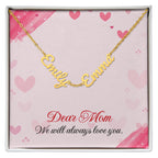 Personalized name necklace for mom featuring 2 or 3 custom engraved names, designed as a meaningful and emotional gift from children. This elegant family jewelry piece symbolizes love, connection, and lifelong bonds. Perfect as a thoughtful Mother’s Day gift, birthday present, or special keepsake, this custom necklace transforms personal names into a timeless reminder of family, making it a cherished accessory she can wear every day.
