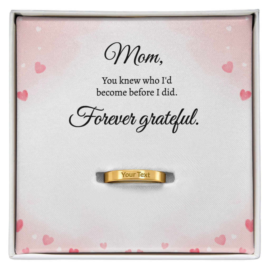 Personalized romantic ring gift - custom engraved jewelry keepsake expressing eternal love and commitment. This meaningful ring gift features handcrafted design with personalized message, perfect for engagements, anniversaries, or expressing deep romantic devotion. Premium luxury ring designed as an unforgettable keepsake for her. The personalized ring gift is crafted as the ultimate romantic keepsake - whether celebrating an engagement, anniversary, or expressing eternal commitment. Custom engraved design.