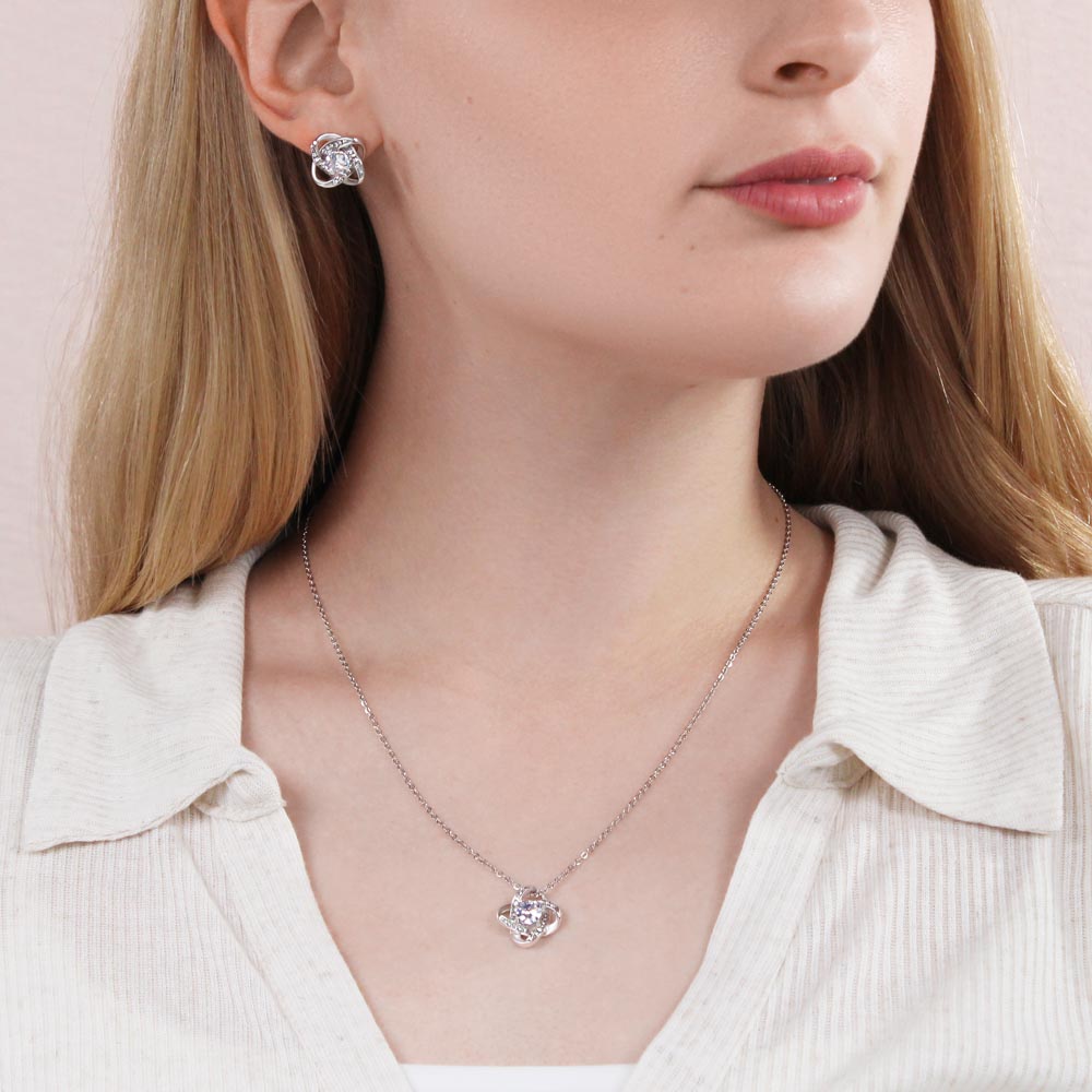 Personalized romantic necklace gift set for her - custom engraved jewelry keepsake expressing eternal love and timeless devotion. This meaningful gift for wife, girlfriend, soulmate, or beloved features a handcrafted pendant with personalized message that turns a simple piece of jewelry into an unforgettable keepsake. Perfect for anniversaries, engagements, Valentine's Day, or expressing deep romantic feelings. The necklace and earring gift is meticulously designed as luxury keepsake for special occasions.