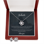 Personalized romantic necklace gift set for her - custom engraved jewelry keepsake expressing eternal love and timeless devotion. This meaningful gift for wife, girlfriend, soulmate, or beloved features a handcrafted pendant with personalized message that turns a simple piece of jewelry into an unforgettable keepsake. Perfect for anniversaries, engagements, Valentine's Day, or expressing deep romantic feelings. The necklace and earring gift is meticulously designed as luxury keepsake for special occasions.