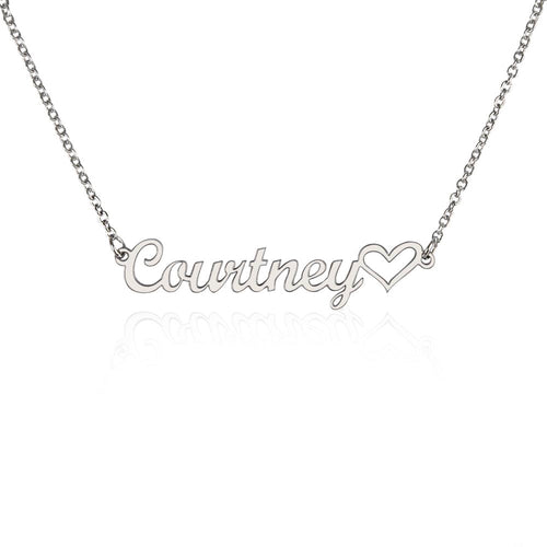 Name necklace in the color silver.