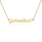 Name necklace in the color gold.