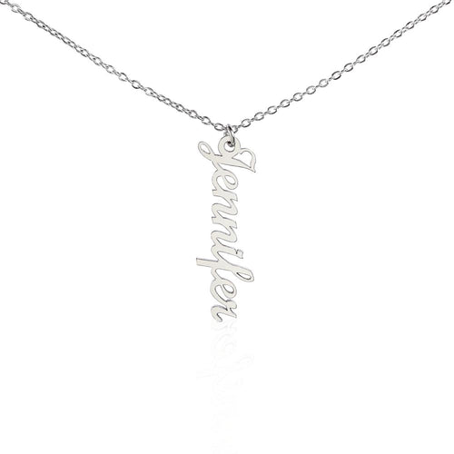 Custom name necklace designed to celebrate meaningful connections, in color silver.