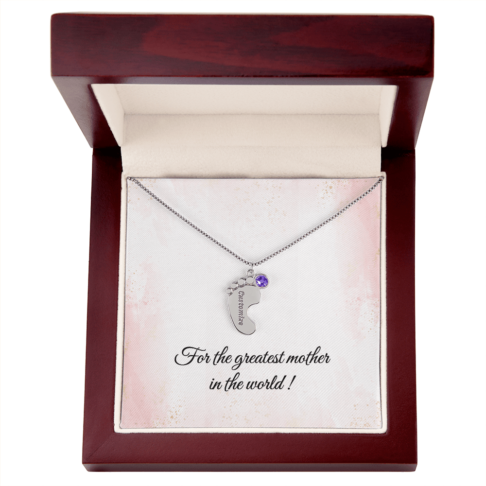 Baby Feet Birthstone Necklace - Personalized Gift for Mom & Grandma - I Got You A Gift