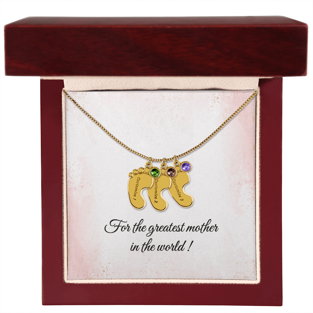 Baby Feet Birthstone Necklace - Personalized Gift for Mom & Grandma - I Got You A Gift