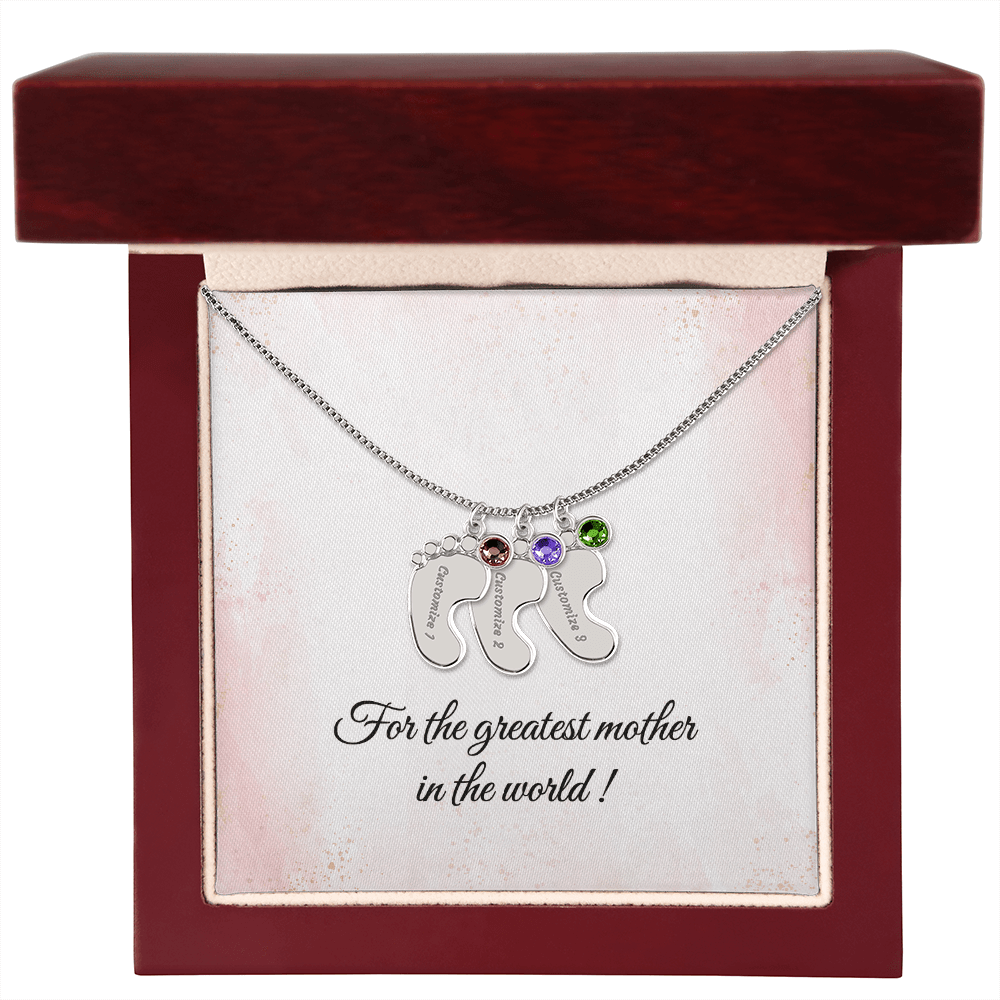 Baby Feet Birthstone Necklace - Personalized Gift for Mom & Grandma - I Got You A Gift