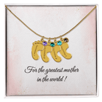 Baby Feet Birthstone Necklace - Personalized Gift for Mom & Grandma - I Got You A Gift