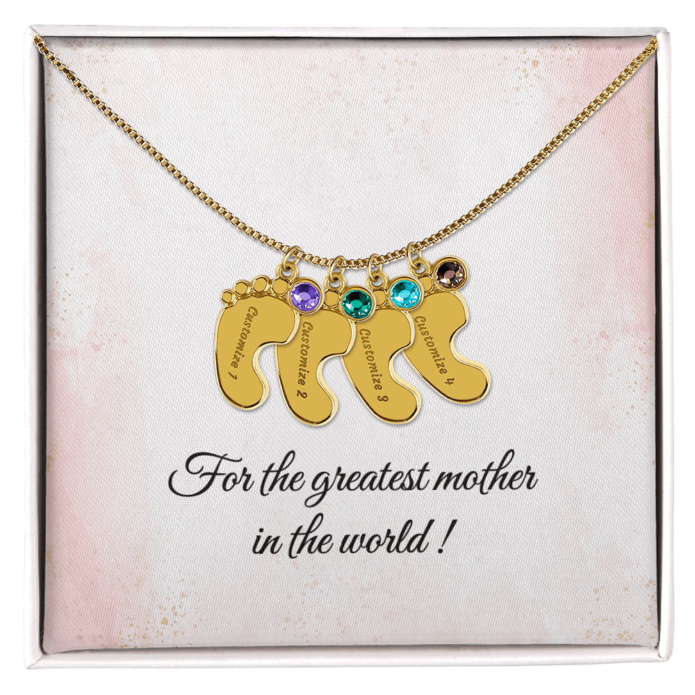 Baby Feet Birthstone Necklace - Personalized Gift for Mom & Grandma - I Got You A Gift