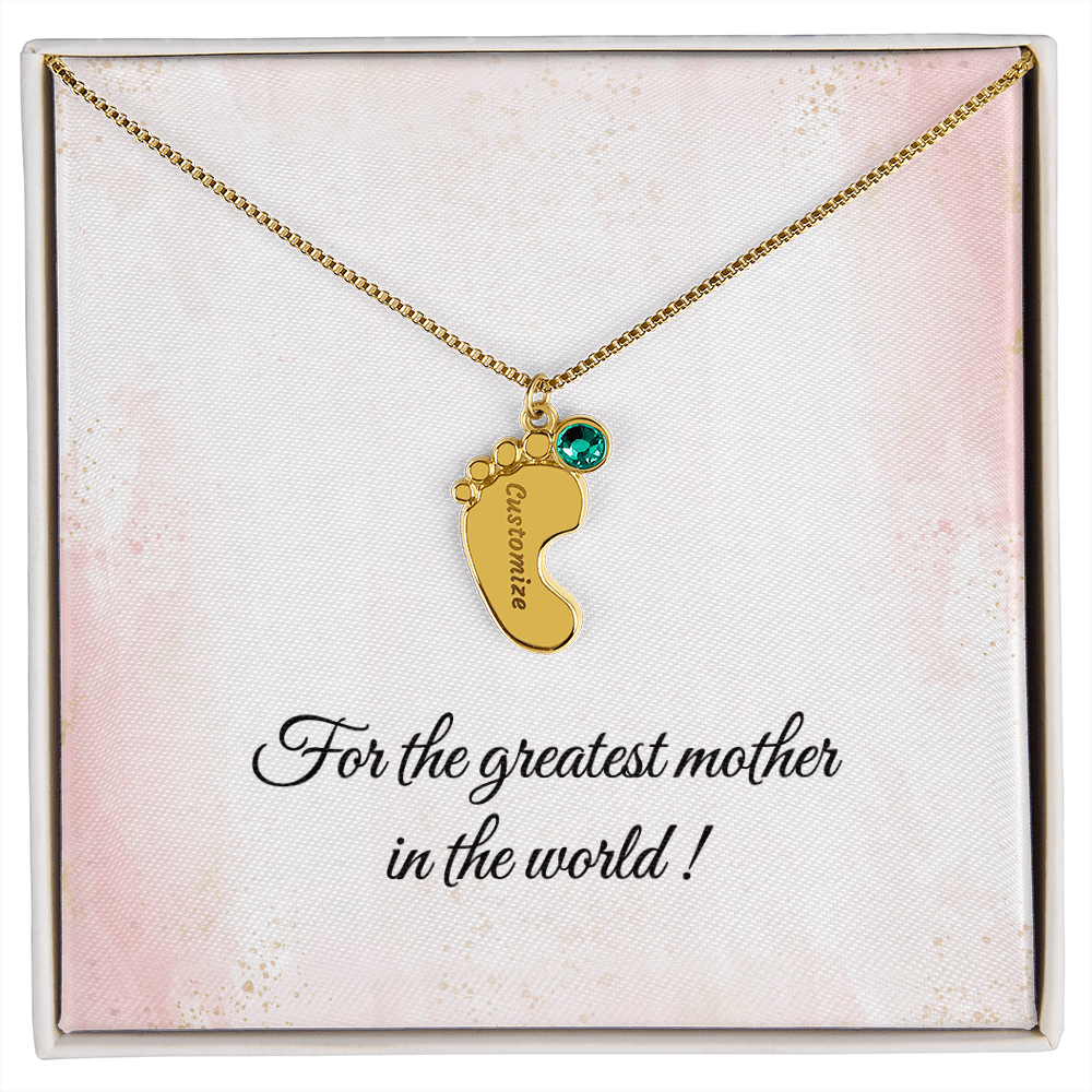 Baby Feet Birthstone Necklace - Personalized Gift for Mom & Grandma - I Got You A Gift