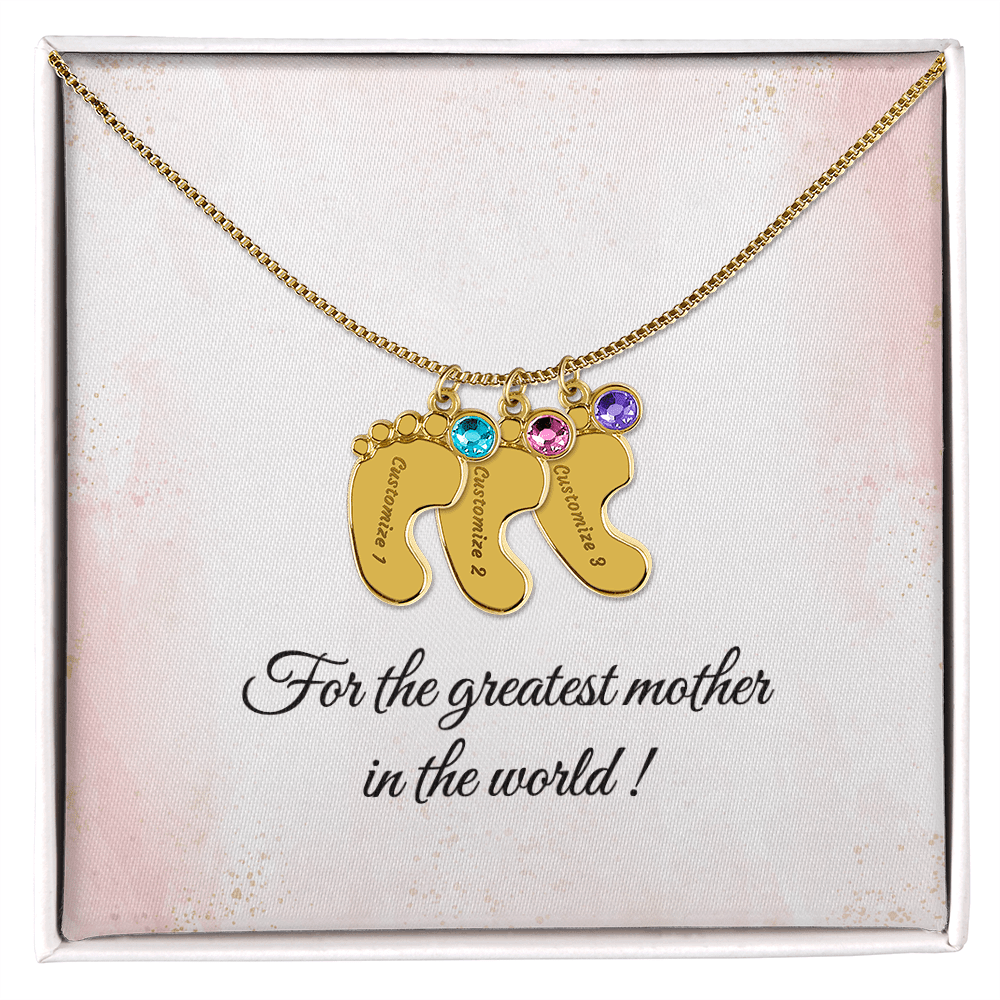 Baby Feet Birthstone Necklace - Personalized Gift for Mom & Grandma - I Got You A Gift