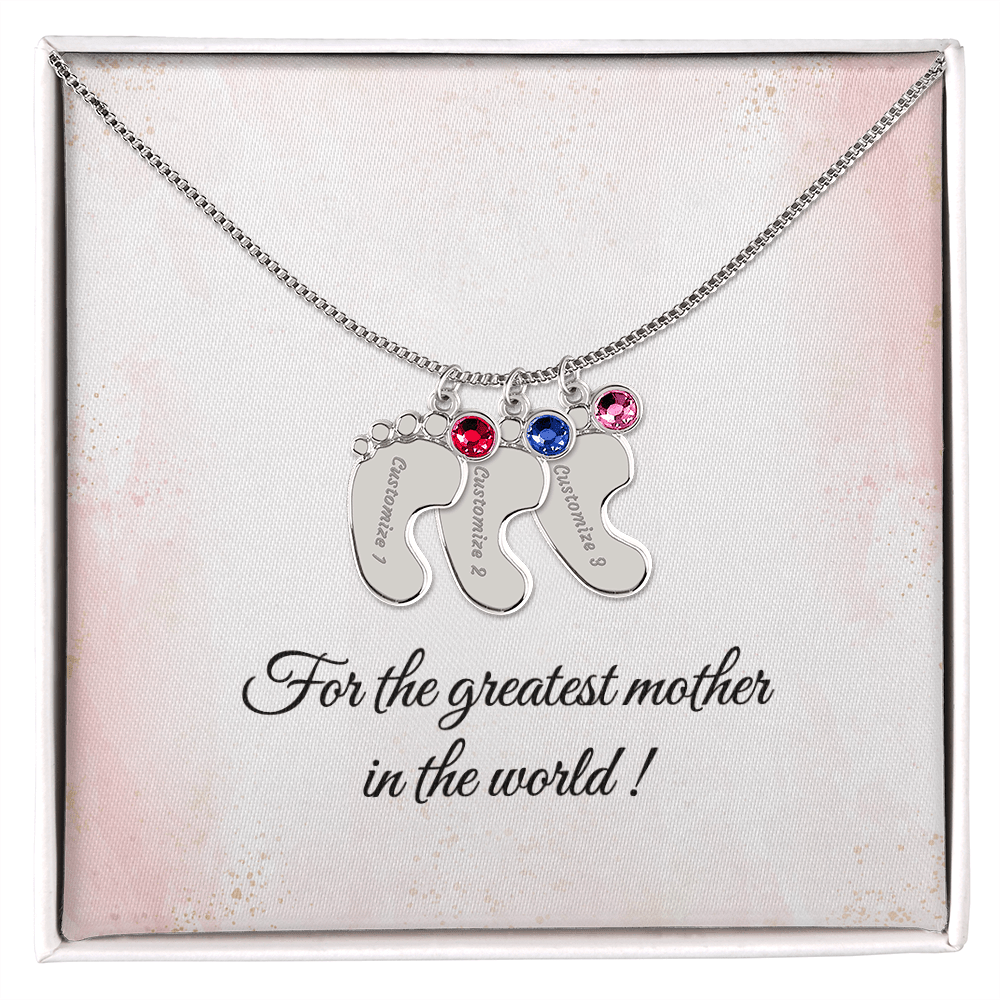 Baby Feet Birthstone Necklace - Personalized Gift for Mom & Grandma - I Got You A Gift