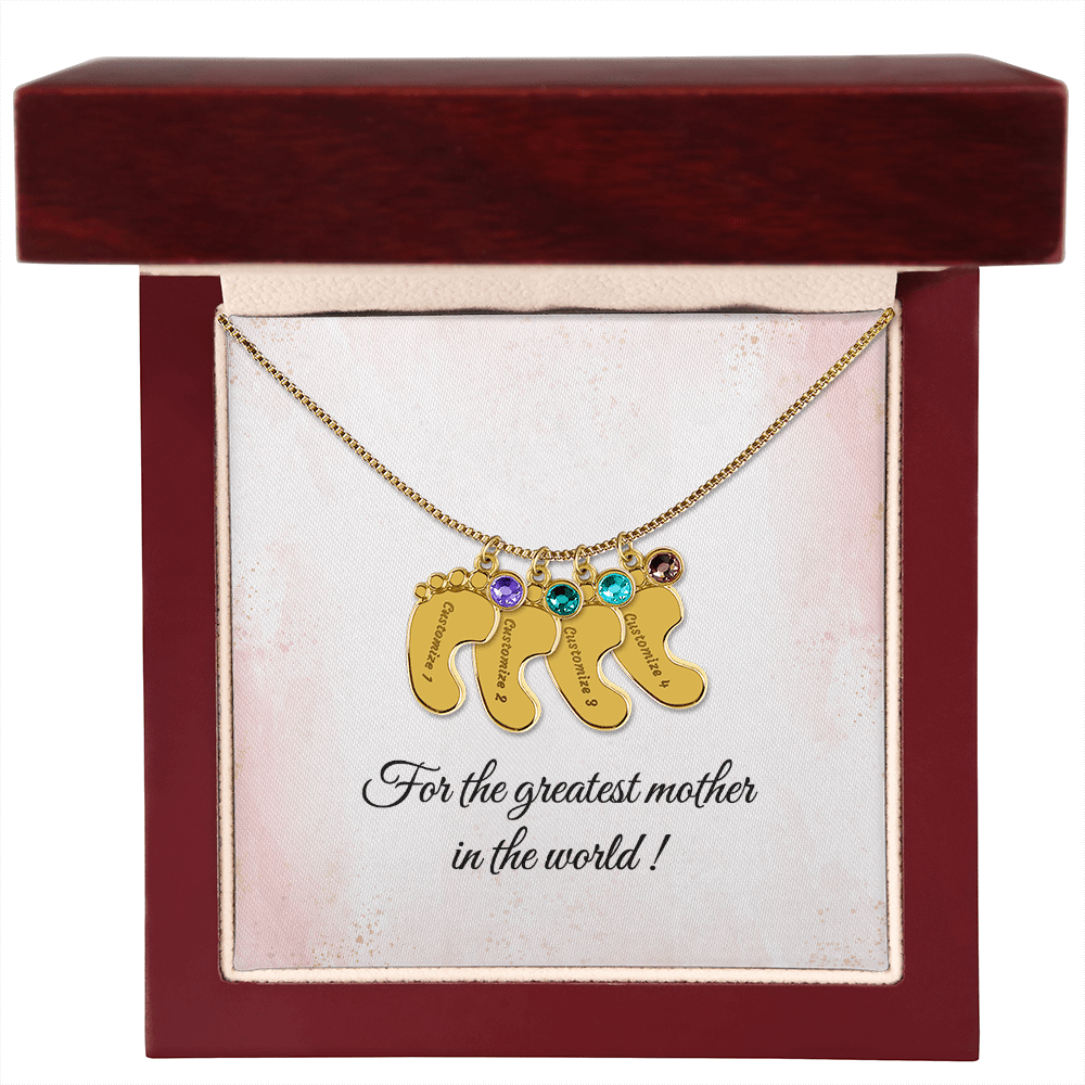 Baby Feet Birthstone Necklace - Personalized Gift for Mom & Grandma - I Got You A Gift
