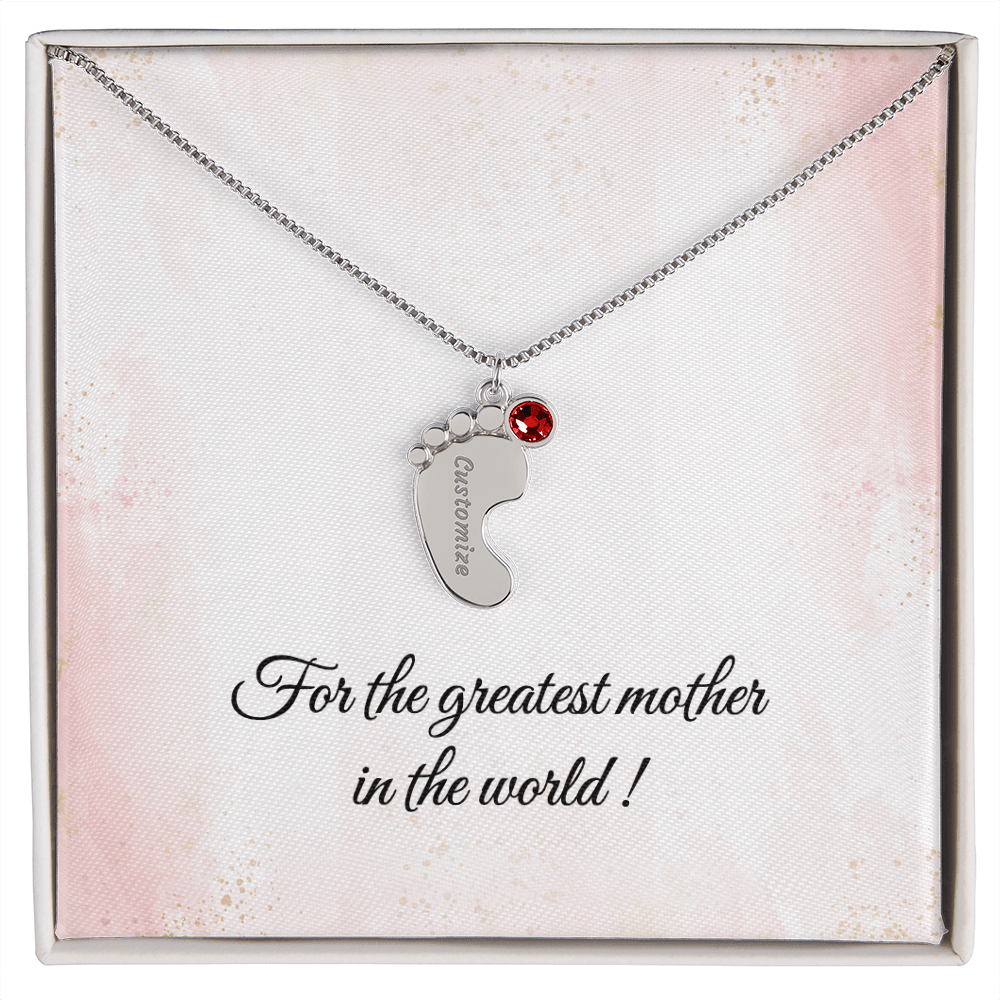 Baby Feet Birthstone Necklace - Personalized Gift for Mom & Grandma - I Got You A Gift
