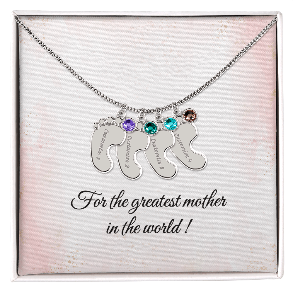 Baby Feet Birthstone Necklace - Personalized Gift for Mom & Grandma - I Got You A Gift
