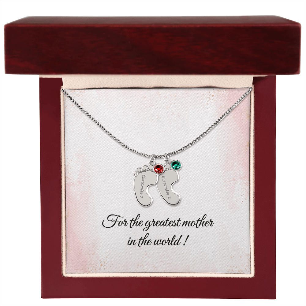 Baby Feet Birthstone Necklace - Personalized Gift for Mom & Grandma - I Got You A Gift