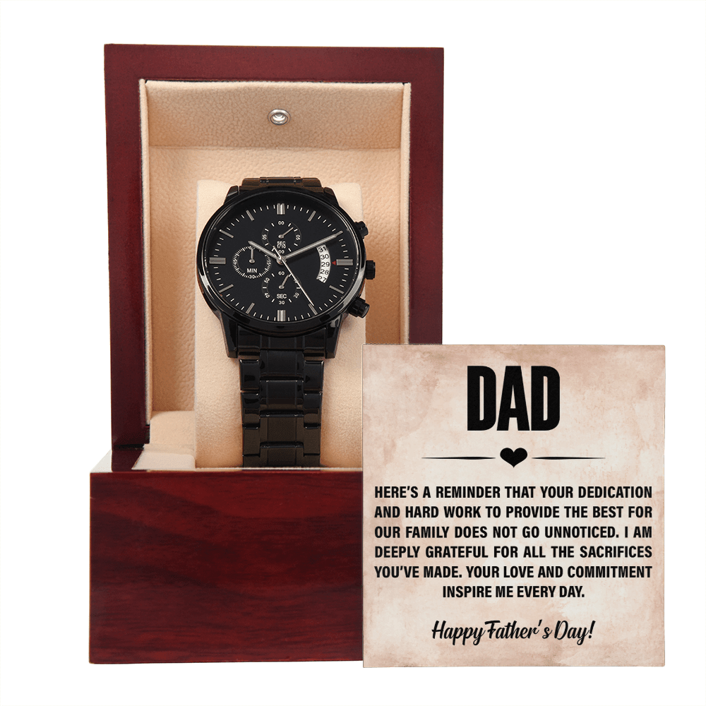 Black Chronograph Watch with Heartfelt Message for Dad on Father´s Day - I Got You A Gift