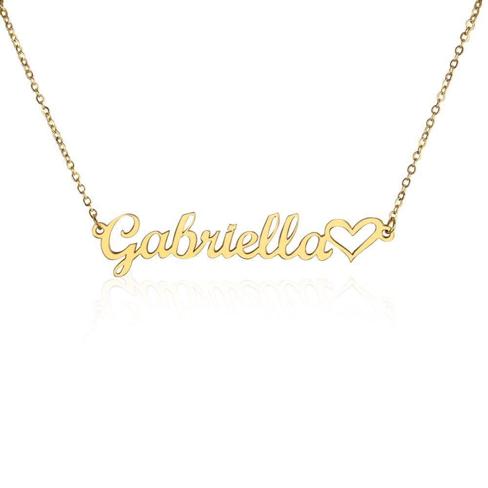 Name necklace in the color gold.