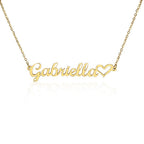 Name necklace in the color gold.