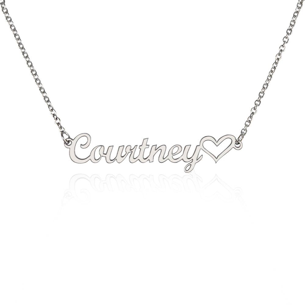 Name necklace in the color silver.