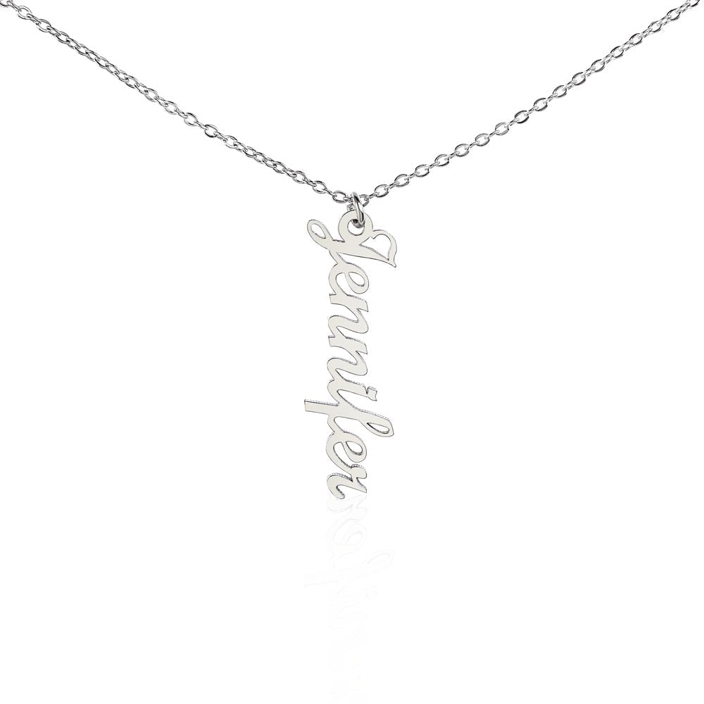 Custom name necklace designed to celebrate meaningful connections, in color silver.
