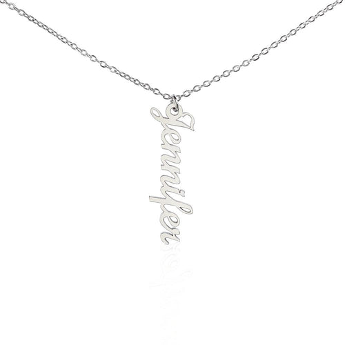 Custom name necklace designed to celebrate meaningful connections, in color silver.