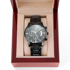 Engraved Design Black Chronograph Watch - My HERO - For Dad on Father´s Day - I Got You A Gift