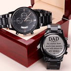Engraved Design Black Chronograph Watch - My HERO - For Dad on Father´s Day - I Got You A Gift