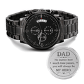 Engraved Design Black Chronograph Watch - My HERO - For Dad on Father´s Day - I Got You A Gift
