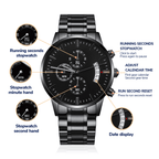 Engraved Design Black Chronograph Watch - My HERO - For Dad on Father´s Day - I Got You A Gift