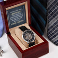 Personalized watch gift from father to son - custom timepiece keepsake expressing eternal love and timeless devotion. This meaningful watch gift features personalized message, making it an unforgettable gift for your son, perfect for xpressing love. Premium luxury timepiece designed as a meaningful keepsake for special occasions.