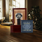 Personalized watch gift from father to son - custom timepiece keepsake expressing eternal love and timeless devotion. This meaningful watch gift features personalized message, making it an unforgettable gift for your son, perfect for xpressing love. Premium luxury timepiece designed as a meaningful keepsake for special occasions.