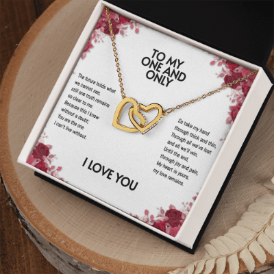 Lovely box with beautiful double hearts necklace to wife or girlfriend. Heartfelt message on message card and gift box from I Got You A Gift.
