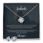 Personalized romantic necklace gift set for her - custom engraved jewelry keepsake expressing eternal love and timeless devotion. This meaningful gift for wife, girlfriend, soulmate, or beloved features a handcrafted pendant with personalized message that turns a simple piece of jewelry into an unforgettable keepsake. Perfect for anniversaries, engagements, Valentine's Day, or expressing deep romantic feelings. The necklace and earring gift is meticulously designed as luxury keepsake for special occasions.