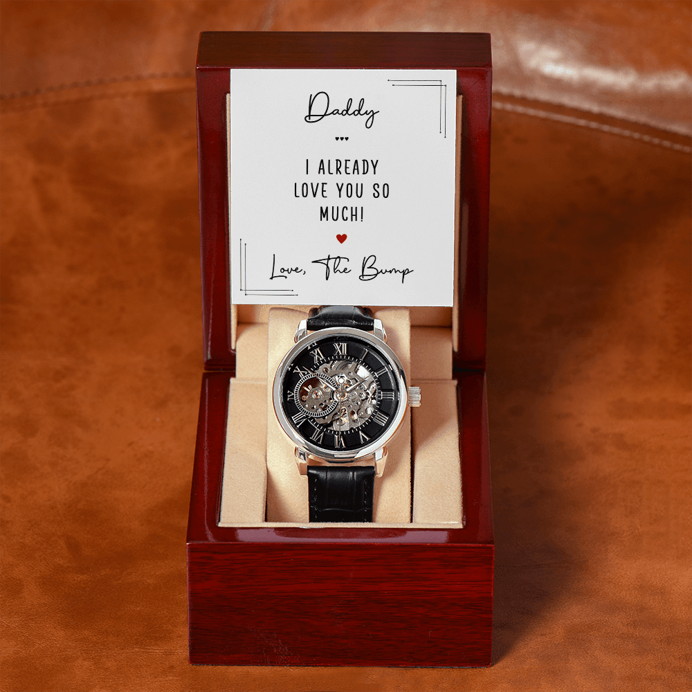 Men's Automatic Openwork Watch - Gift for The Father To Be - I Got You A Gift
