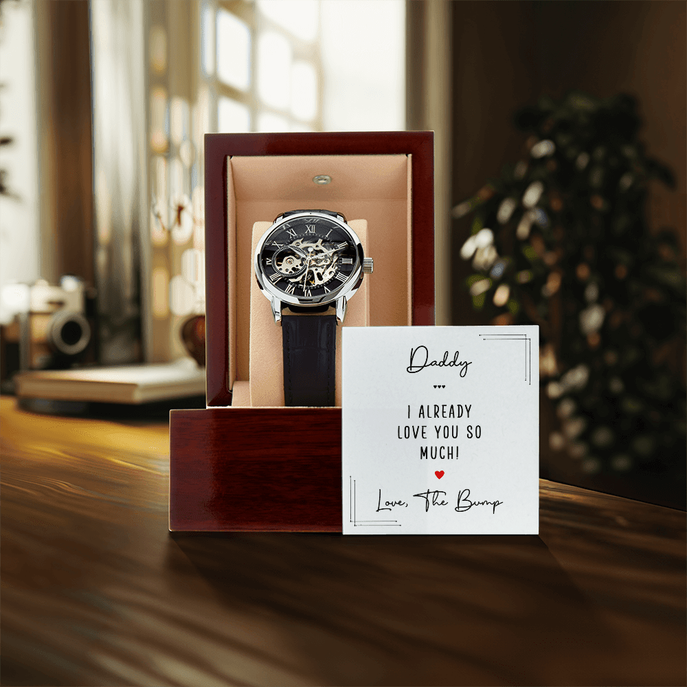 Men's Automatic Openwork Watch - Gift for The Father To Be - I Got You A Gift