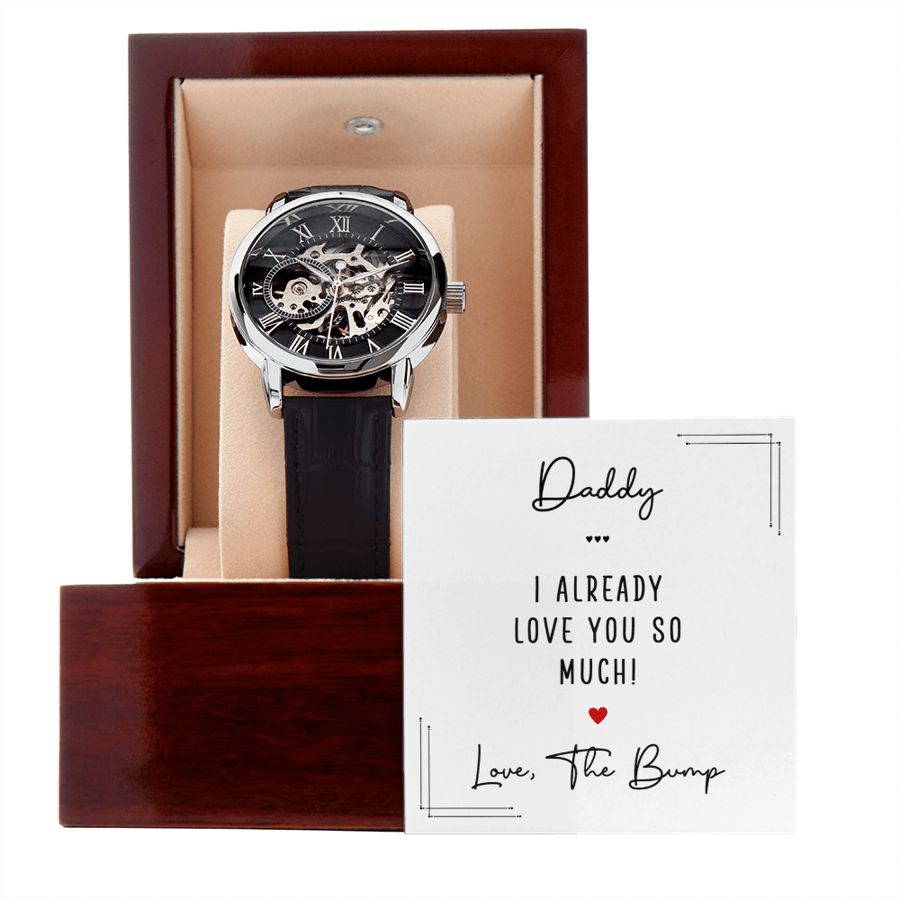 Men's Automatic Openwork Watch - Gift for The Father To Be - I Got You A Gift
