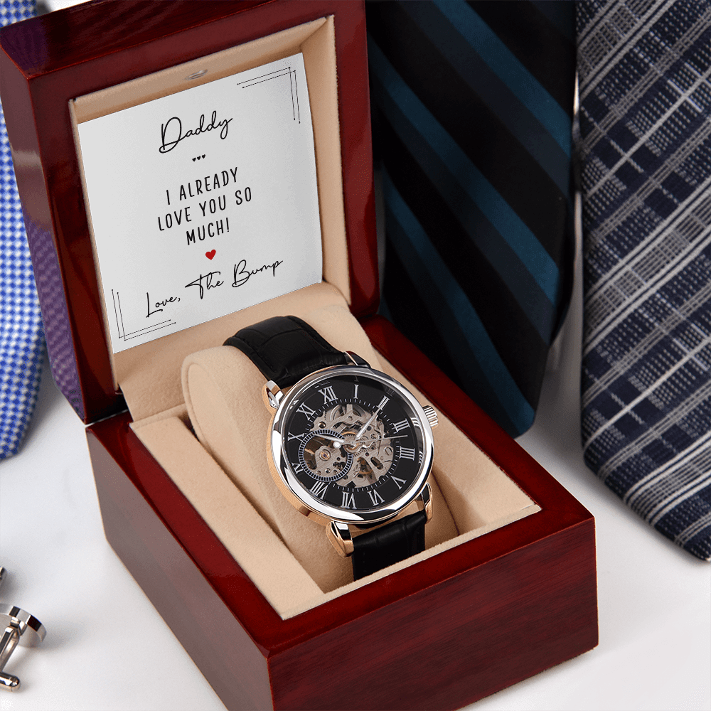 Men's Automatic Openwork Watch - Gift for The Father To Be - I Got You A Gift