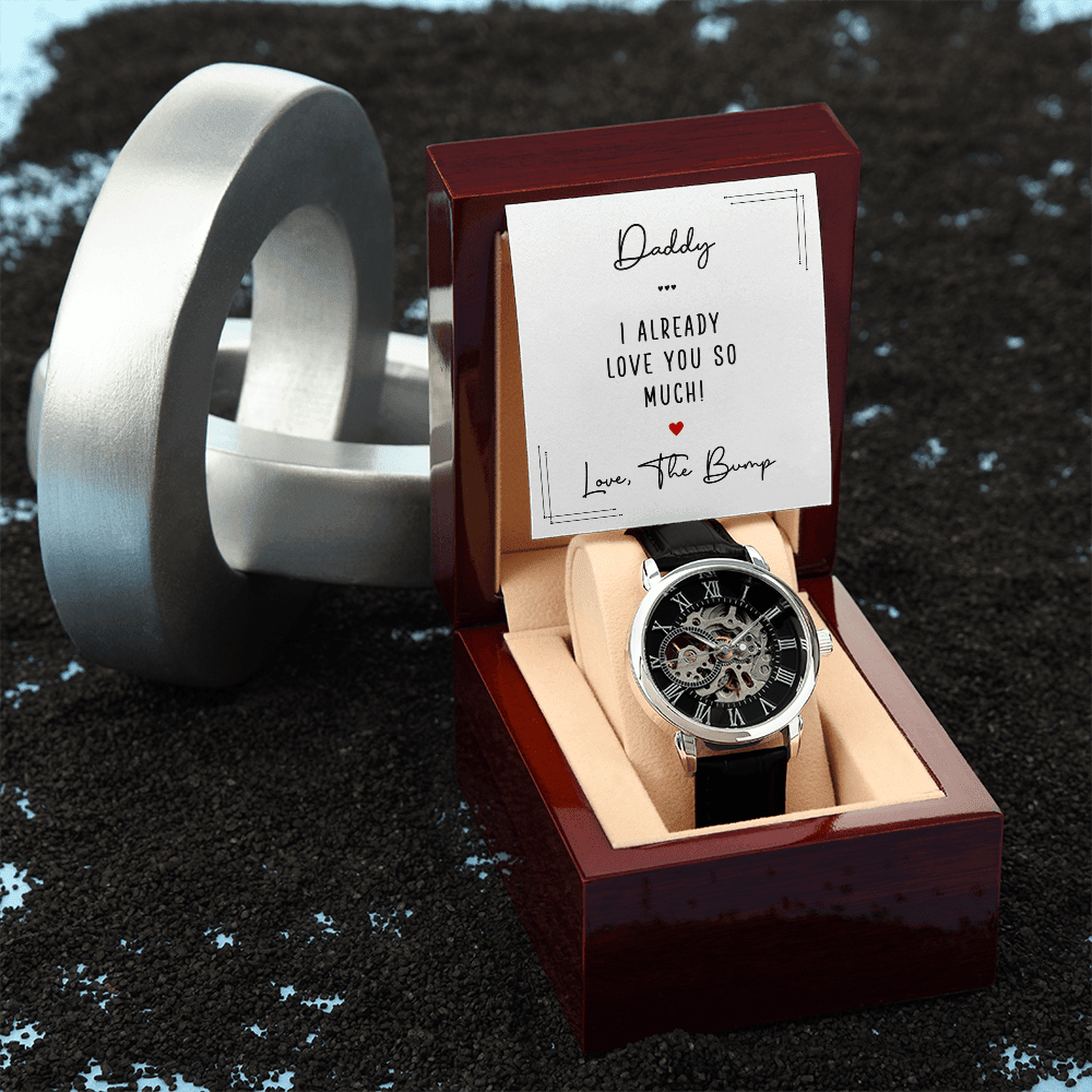 Men's Automatic Openwork Watch - Gift for The Father To Be - I Got You A Gift