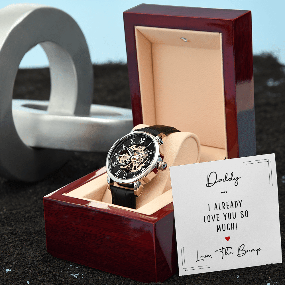 Men's Automatic Openwork Watch - Gift for The Father To Be - I Got You A Gift