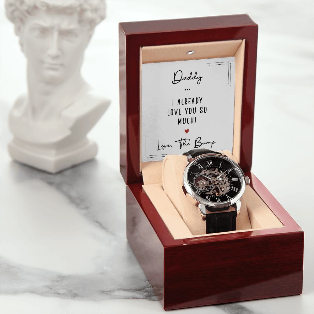 Men's Automatic Openwork Watch - Gift for The Father To Be - I Got You A Gift