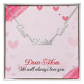 Personalized name necklace for mom featuring 2 or 3 custom engraved names, designed as a meaningful and emotional gift from children. This elegant family jewelry piece symbolizes love, connection, and lifelong bonds. Perfect as a thoughtful Mother’s Day gift, birthday present, or special keepsake, this custom necklace transforms personal names into a timeless reminder of family, making it a cherished accessory she can wear every day.