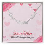 Personalized name necklace for mom featuring 2 or 3 custom engraved names, designed as a meaningful and emotional gift from children. This elegant family jewelry piece symbolizes love, connection, and lifelong bonds. Perfect as a thoughtful Mother’s Day gift, birthday present, or special keepsake, this custom necklace transforms personal names into a timeless reminder of family, making it a cherished accessory she can wear every day.