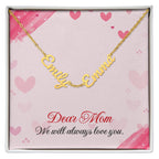 Personalized name necklace for mom featuring 2 or 3 custom engraved names, designed as a meaningful and emotional gift from children. This elegant family jewelry piece symbolizes love, connection, and lifelong bonds. Perfect as a thoughtful Mother’s Day gift, birthday present, or special keepsake, this custom necklace transforms personal names into a timeless reminder of family, making it a cherished accessory she can wear every day.