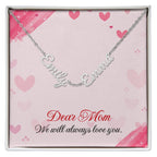 Personalized name necklace for mom featuring 2 or 3 custom engraved names, designed as a meaningful and emotional gift from children. This elegant family jewelry piece symbolizes love, connection, and lifelong bonds. Perfect as a thoughtful Mother’s Day gift, birthday present, or special keepsake, this custom necklace transforms personal names into a timeless reminder of family, making it a cherished accessory she can wear every day.