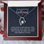 Personalized romantic necklace gift for her - jewelry keepsake expressing eternal love and timeless devotion. This meaningful gift for girlfriend, soulmate, or beloved features a handcrafted pendant with personalized message that turns a simple piece of jewelry into an unforgettable keepsake. Perfect for anniversaries, engagements, Valentine's Day, or expressing deep romantic feelings. The personalized necklace gift is meticulously designed as a luxury keepsake for special occasions.